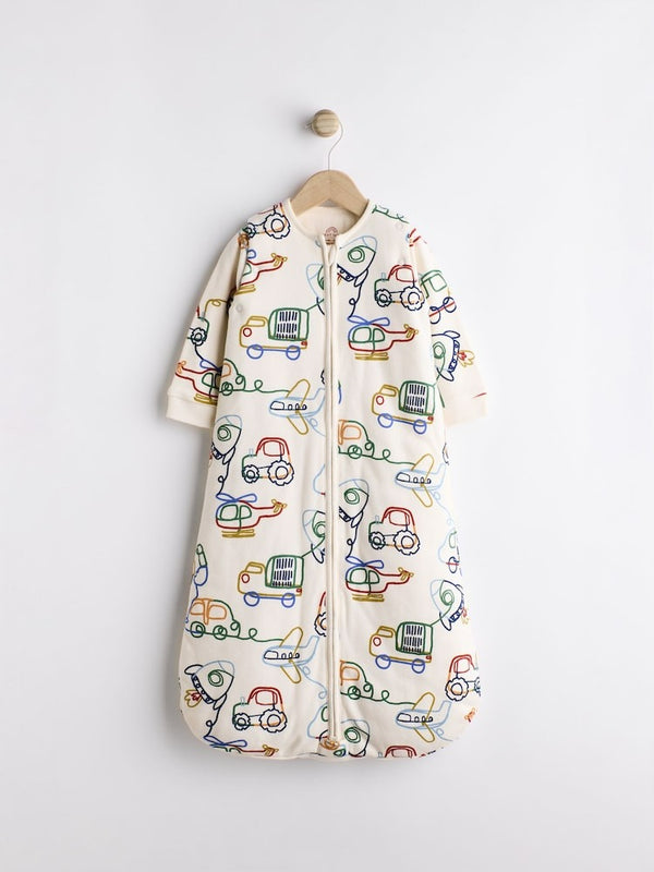 Next Uk Cream Transport Print 2.5 Tog Removable Sleeve 100% Cotton Sleeve