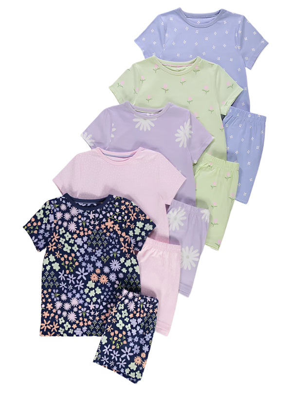 George Uk Daisy Floral Short Pyjamas 5 Pack- (18-24 months)
