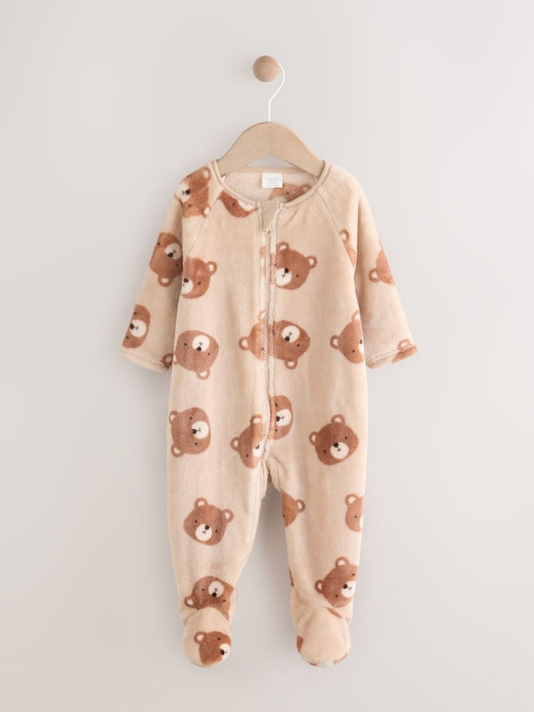 Next Uk Brown Bear Fleece Baby Sleepsuit AW3-063