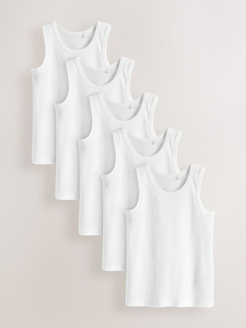 Next Uk White Vests 5 Pack (1.5-16yrs) N59-402