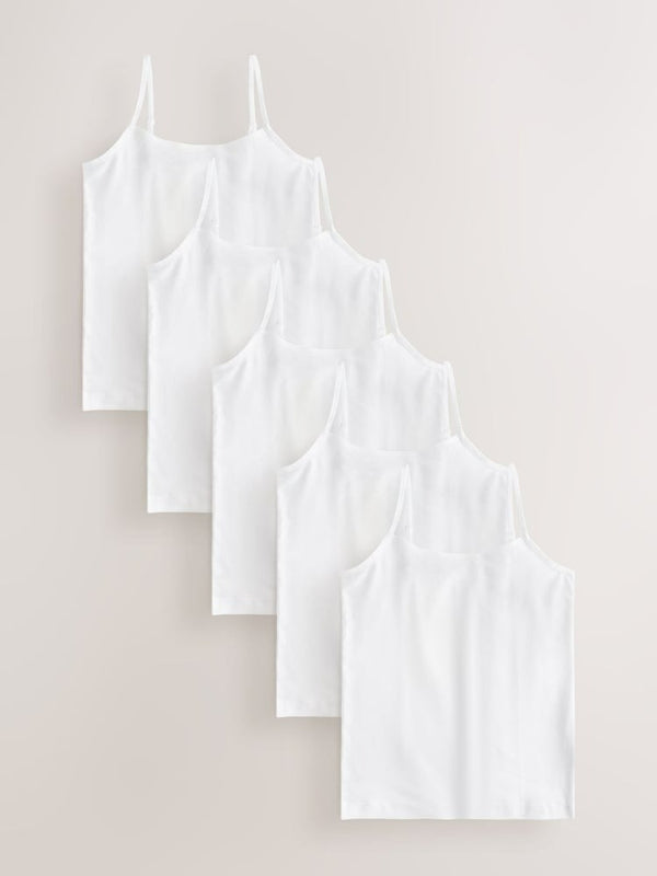 Next Uk White 5 Pack Cami Vest AB5-047