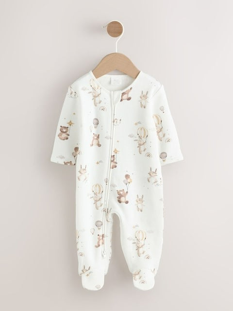 Next Uk Cream Baby Two Way Zip Fleece Lined Sleepsuit AW3-285