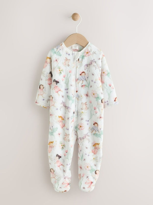 Next Uk Cream Baby Fleece Sleepsuit F13-548