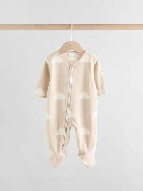 Next Uk Neutral Baby Micro Fleece Two Way Zip Sleepsuits 2 Pack AW3-279
