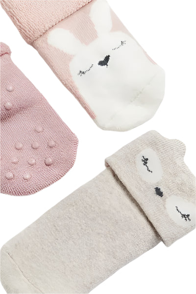 H&M Terry Socks 3 - Pack Pink , Beige