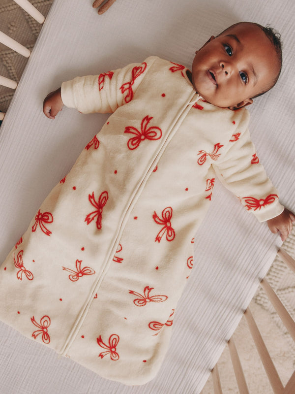 Preorder Next Uk Cream Red Bow 2.5 TOG Fleece Baby Sleep Bag