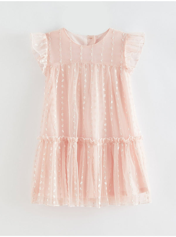 George Uk Pink Floral Mesh Tiered Dress  5-6 years (LAST ONE)