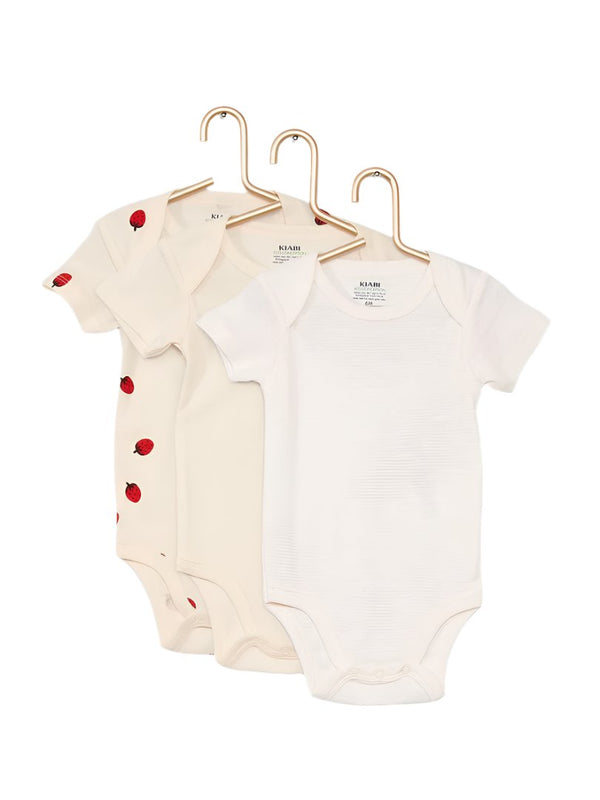 Kiabi France Strawberry Short Sleeve Bodysuit 3 Pack