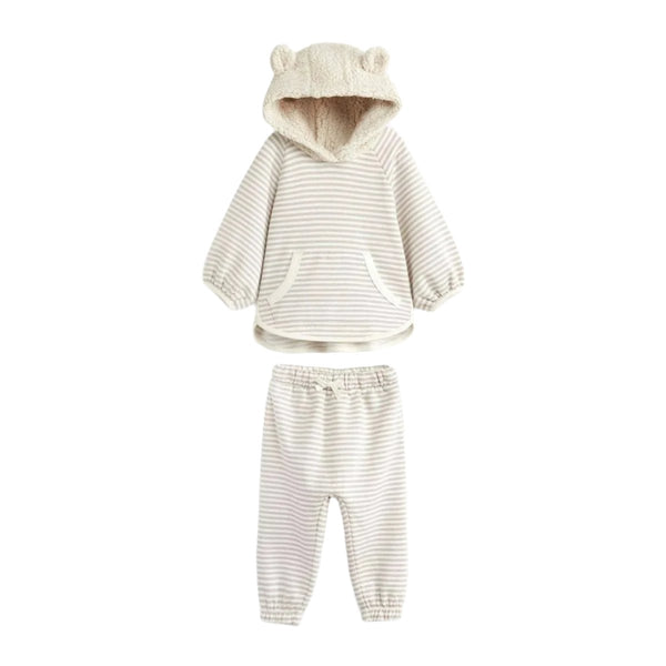Next Uk Neutral Stripe Hoodie And Joggers Set