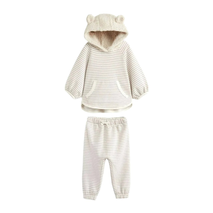 Next Uk Neutral Stripe Hoodie And Joggers Set