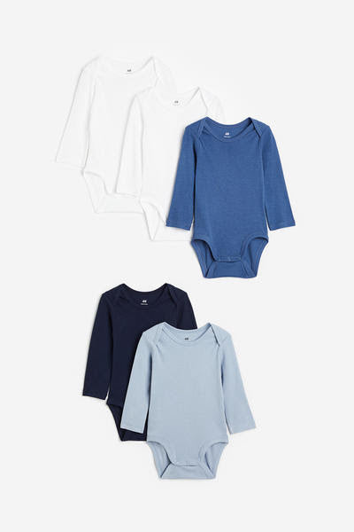 H&M Uk 5 pack Boy Long Sleeved Bodysuits