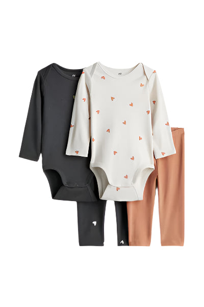 H&M UK Girl 4-piece cotton jersey set