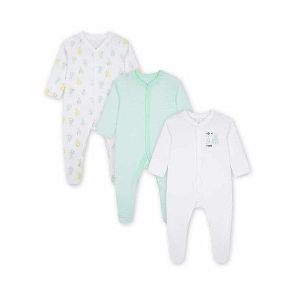 Mothercare Perfect Pear Full Sleeves Sleepsuits - Pack of 3(24-36 Months )